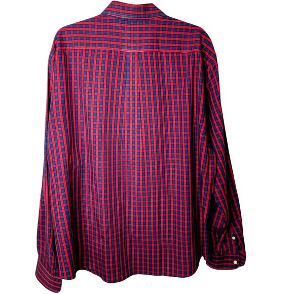 Dockers Mens Button Down Shirt Red Blue Plaid Casual Shirt 2XL u - Picture 2 of 10